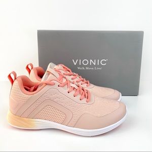 Vionic Agile JoJo Ombré Rose Peach Mesh Lace Up Sneakers 7.5 Wide